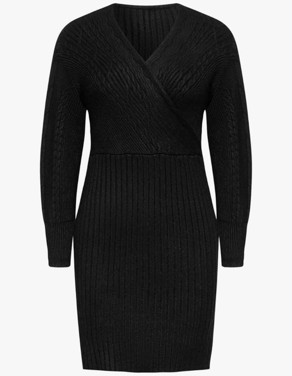 Women's 2023 Fall V Neck Sweater Dress Batwing Sleeve Cable Knit Chunky Bodycon